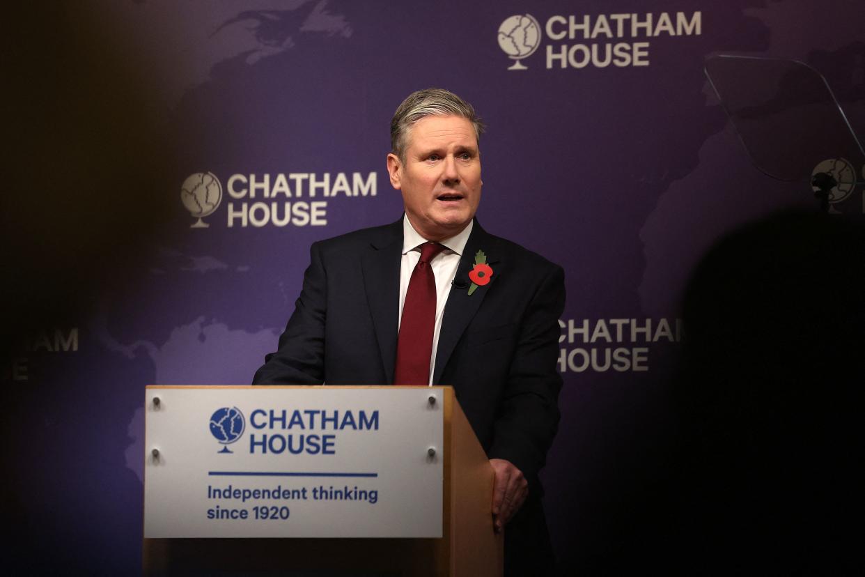 Britain's main opposition Labour Party leader Keir Starmer delivers a speech in central London on October 31, 2023. (Photo by Daniel LEAL / AFP) (Photo by DANIEL LEAL/AFP via Getty Images)