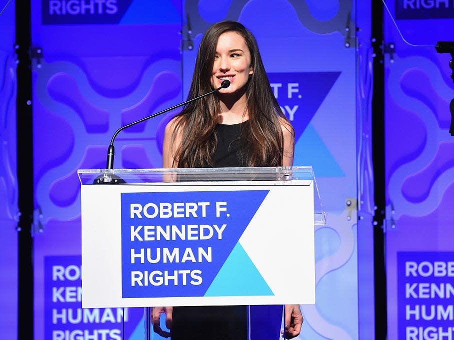 Kick Kennedy speaks onstage at the 2016 Robert F. Kennedy Human Rights' Ripple of Hope Awards.