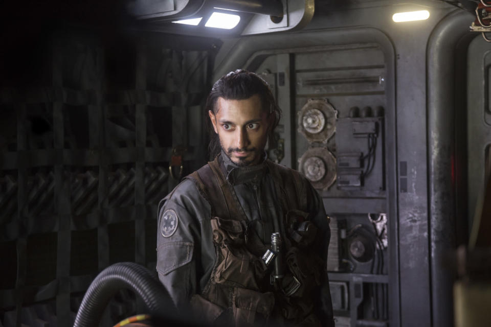 <p>Ahmed plays Imperial turncoat Bodhi. He’s a cargo pilot who escapes the Empire with an important message. Bodhi is also responsible for the team’s call signal, Rogue One. (Photo: Lucasfilm) </p>
