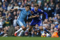 Britain Football Soccer - Manchester City v Chelsea - Premier League - Etihad Stadium - 3/12/16 Manchester City's Jesus Navas in action with Chelsea's Marcos Alonso Reuters / Phil Noble Livepic EDITORIAL USE ONLY. No use with unauthorized audio, video, data, fixture lists, club/league logos or "live" services. Online in-match use limited to 45 images, no video emulation. No use in betting, games or single club/league/player publications. Please contact your account representative for further details.