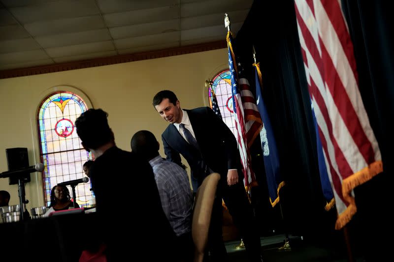 Democratic 2020 U.S. presidential candidate Pete Buttigieg attends a roundtable in Greenville