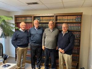 From left to right: Kregg Hale, SVP, Acquisitions & Training at Sentry Management; James Case, Executive Vice President and Partner at The Case Bowen Company and new Market President for Sentry Management Columbus; Bradley Pomp, President, Sentry Management; and Robert Bowen, President and Partner at The Case Bowen Company.