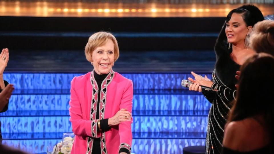 Carol Burnett and Katy Perry in “Carol Burnett: 90 Years of Laughter + Love.”