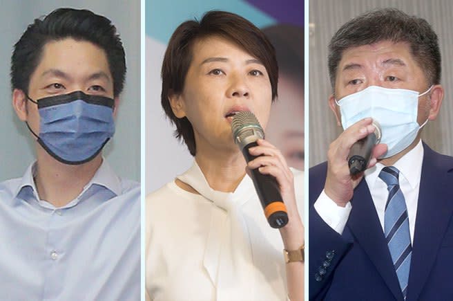 左起為台北市參選人蔣萬安、黃珊珊、陳時中。(資料照)