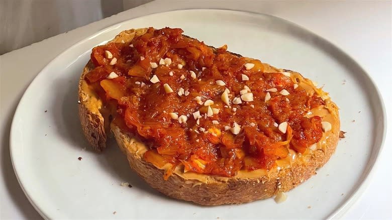 Kimchi jam on toast