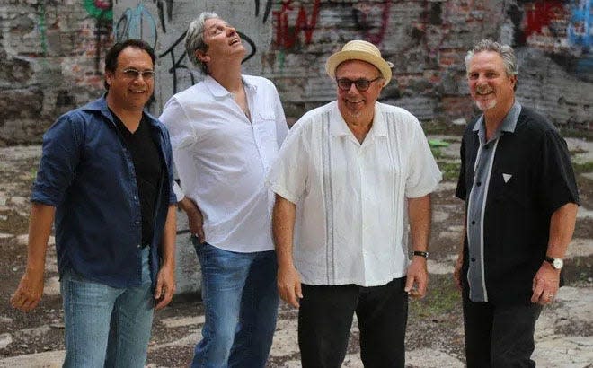 New Orleans-style blues band The Rhythm Bones features keyboardist Jim Nelson (second from right).