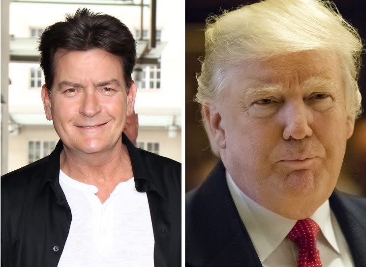 Charlie Sheen has offended Donald Trump supporters. 