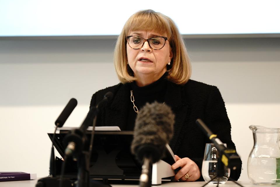 Inquiry chairwoman Lady Elish Angiolini makes a statement after the first report from the Angiolini Inquiry (Aaron Chown/PA Wire)