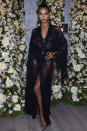 <p><strong>24 October</strong> Jasmine Tookes chose a sheer black lace dress for the event. </p>