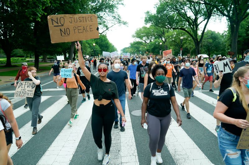 FILE PHOTO: Protesters march against racial inequality in Washington