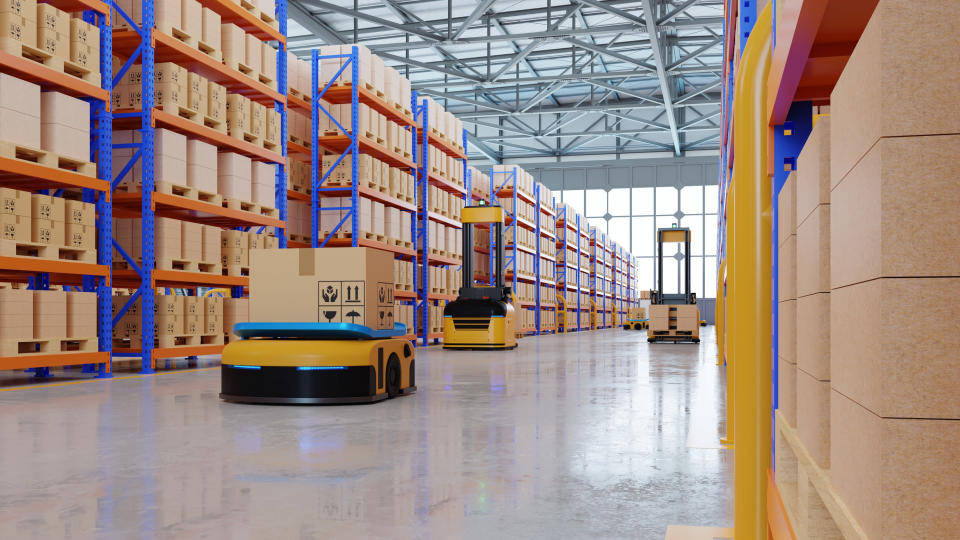 The interior of an empty warehouse