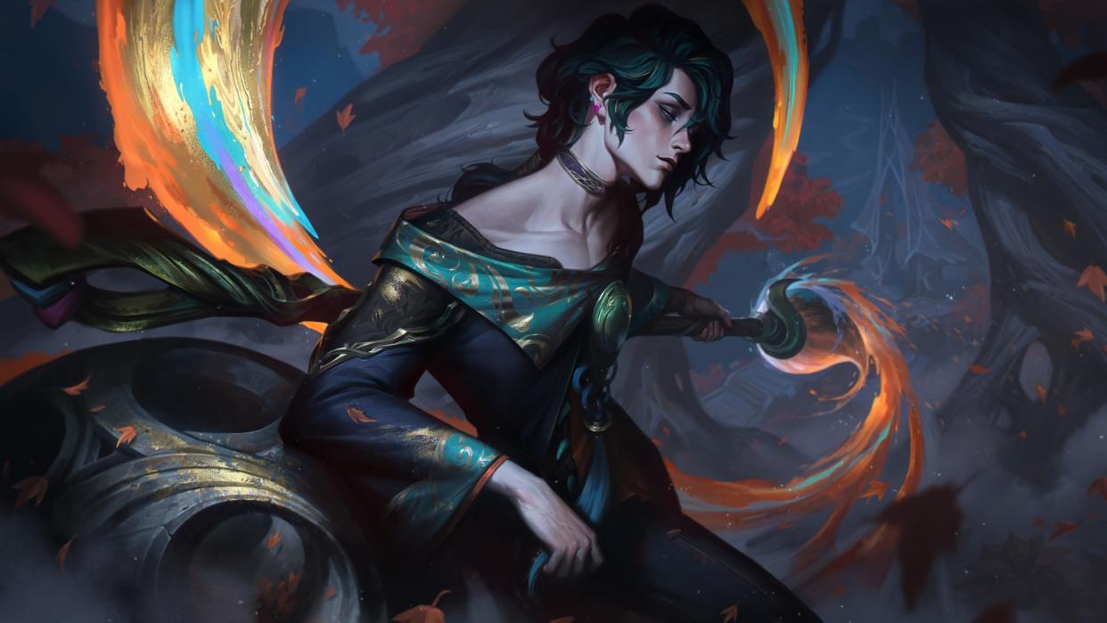 Hwei, the Visionary, uses his paint brush to swirl colourful spells into life. (Photo: Riot Games)