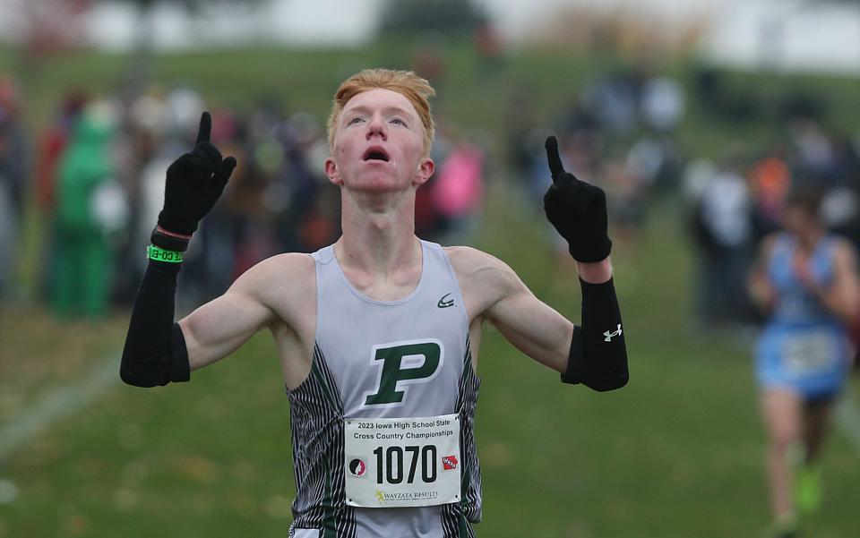 Pella's Canaan Dunham earned his first individual state title in 2023.