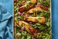 <p>Salmon is a great part of a healthy diet for a variety of reasons. Not only is it high in protein, vitamins and minerals, but it also has <a href="https://www.bbcgoodfood.com/howto/guide/ingredient-focus-salmon" rel="nofollow noopener" target="_blank" data-ylk="slk:omega-3 fatty acids;elm:context_link;itc:0" class="link ">omega-3 fatty acids </a>that are known for being "brain food." </p><p><a href="https://www.womansday.com/food-recipes/a32291919/hot-honey-roasted-salmon-and-radishes-recipe/" rel="nofollow noopener" target="_blank" data-ylk="slk:Get the Hot Honey-Roasted Salmon and Radishes recipe.;elm:context_link;itc:0" class="link "><strong><em>Get the Hot Honey-Roasted Salmon and Radishes recipe. </em></strong></a></p>