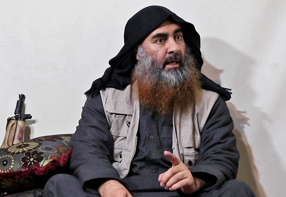 An ISIS video released in April gave the world its first glimpse of al-Baghdadi in five years | Al-Furqan Media/AFP/Getty Images