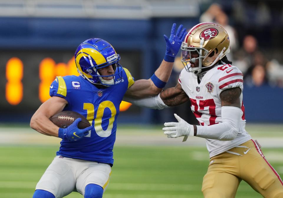 The Los Angeles Rams are favored to beat the San Francisco 49ers in odds for the NFC Championship Game on Sunday.