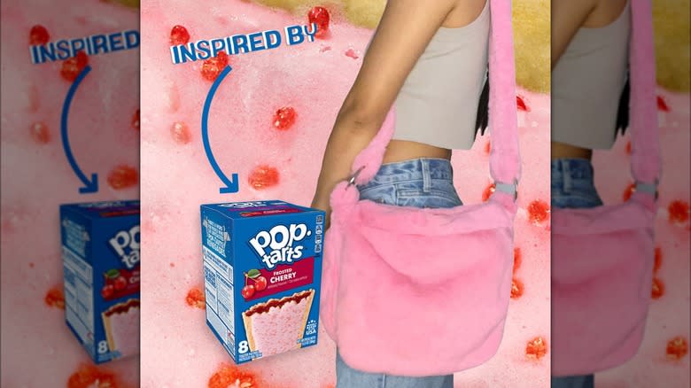 A box of Pop-Tarts next to a plush purse