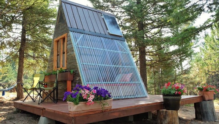 <p>This cute 80-square-foot guest cabin was built in just three weeks for $700.<br></p><p><a class="link " href="https://relaxshacks.myshopify.com/collections/frontpage/products/deek-diedricksens-transforming-a-frame-getaway-cabin" rel="nofollow noopener" target="_blank" data-ylk="slk:SHOP NOW;elm:context_link;itc:0;sec:content-canvas">SHOP NOW</a> <a class="link " href="https://www.countryliving.com/home-design/house-tours/a45124/tiny-a-frame-home/" rel="nofollow noopener" target="_blank" data-ylk="slk:SEE INSIDE;elm:context_link;itc:0;sec:content-canvas">SEE INSIDE</a></p>