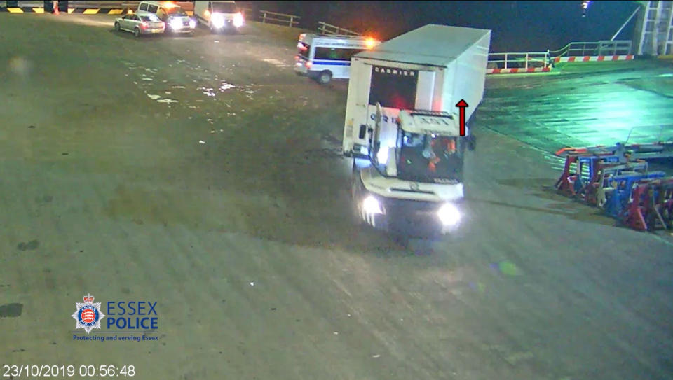 The trailer is taken off the ship at Port of Purfleet. (PA/Essex Police)