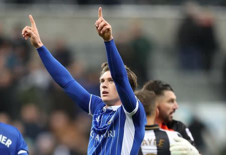 Britain Soccer Football - Newcastle United v Sheffield Wednesday - Sky Bet Championship - St James' Park - 26/12/16 Adam Reach of Sheffield Wednesday celebrates at the end of the game Mandatory Credit: Action Images / John Clifton Livepic