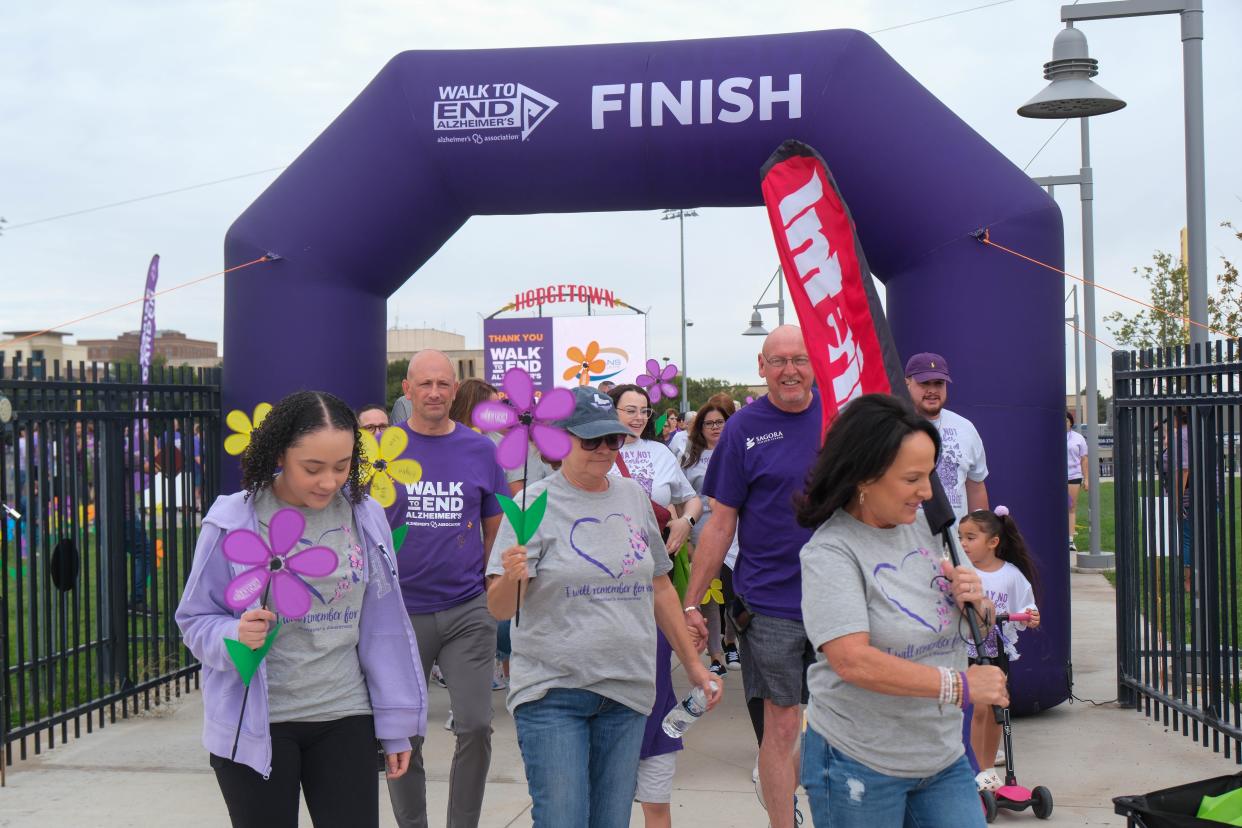 In this October 2023 file photo, attendees start the Walk to End Alzheimer's at Hodgetown Stadium in downtown Amarillo. This year, the Alzheimer’s Association invites Amarillo area residents to participate in the Walk to End Alzheimer’s on Sept. 28 at Sam Houston Park.