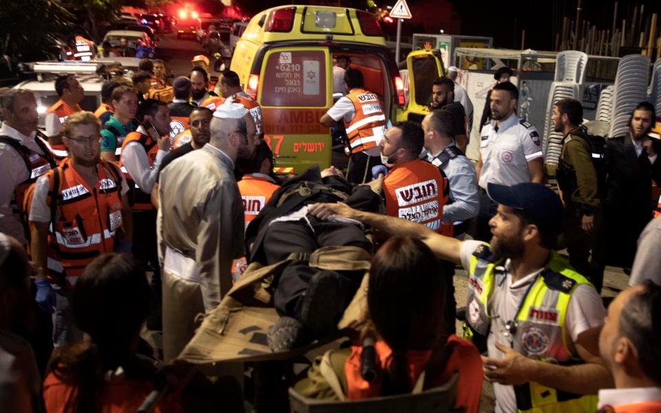 Israeli medics say more than 150 people were injured in a fatal collapse of a bleacher  - AP