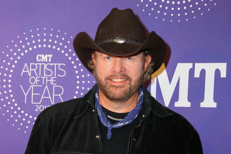 Toby Keith died Monday at age 62 following a battle with stomach cancer. File Photo by Terry Wyatt/UPI