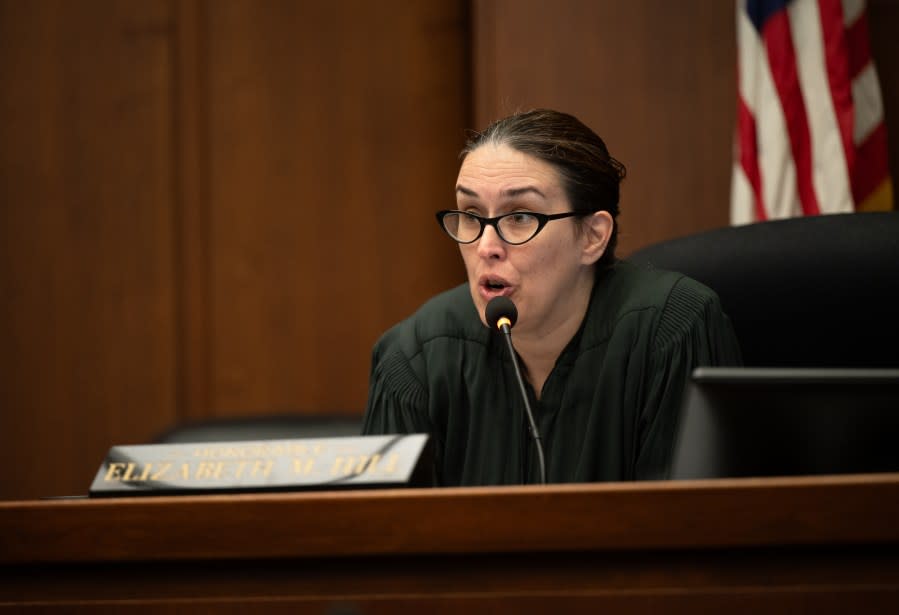 Judge Elizabeth Hill presides over a status conference for Scott Peterson in Redwood City, Calif., Tuesday, March 12, 2024. (Photo by The Modesto Bee/ Andy Alfaro/ Pool)