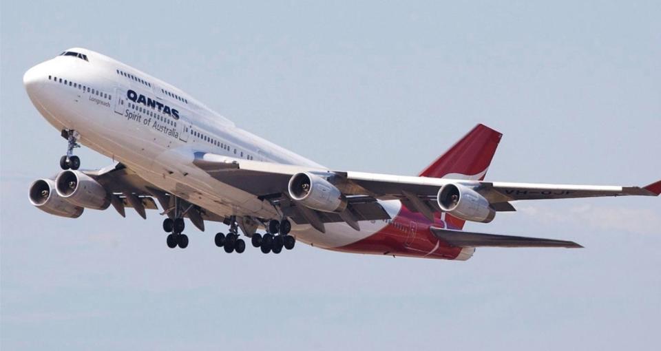 Qantas aeroplane mid-flight