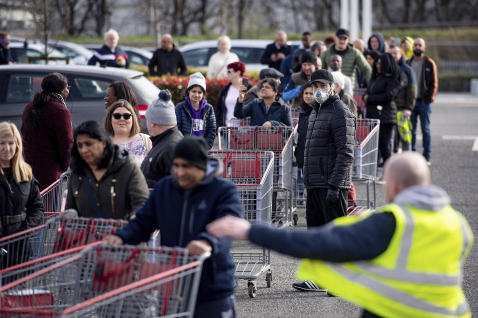 Uk supermarket queue 