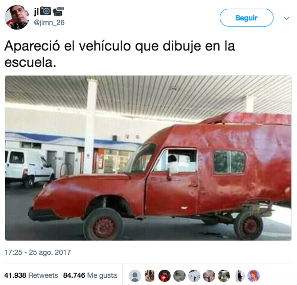 “Apareció el vehículo que dibujé en la escuela”.