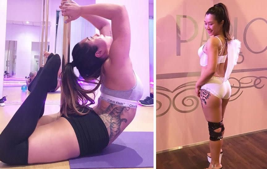 She's not afraid to flash the flesh in her pole dancing photos on social media. Source: Instagram/missdeefitness