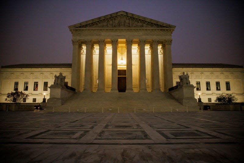 WASHINGTON, DC - NOVEMBER 04: The U.S. Supreme Court is seen in the early morning hours of November 4, 2022 in Washington, DC. The Supreme Courts conservative majority began hearing two cases on Monday that challenged the legality of affirmative action influencing college admissions. 