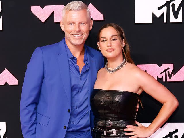 <p>Taylor Hill/Getty</p> Des Bishop and Hannah Berner attend the 2023 MTV Video Music Awards on September 12, 2023 in Newark, New Jersey.