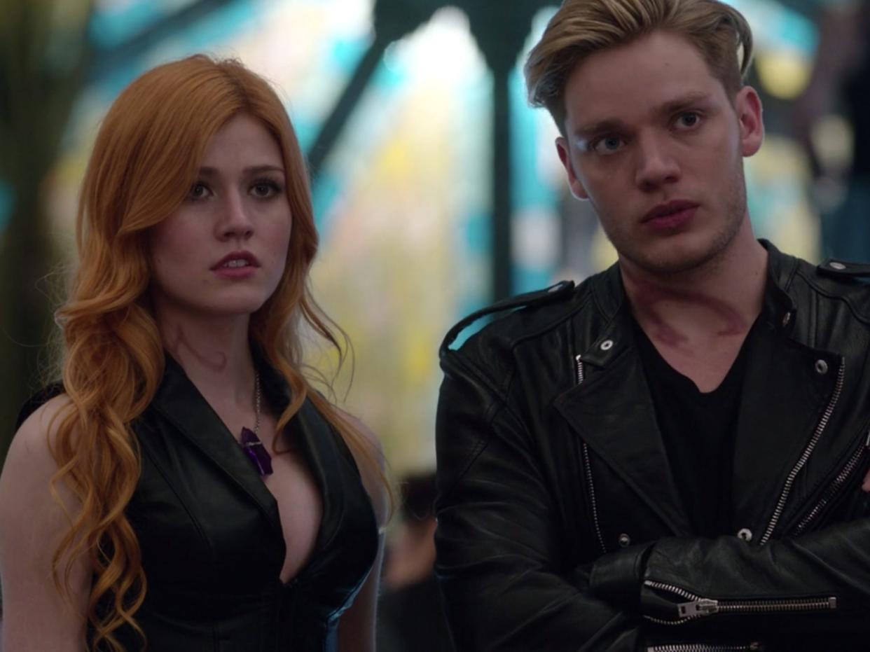 Katherine McNamara and Dominic Sherwood in season one of "Shadowhunters."