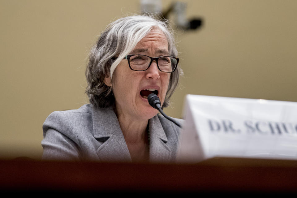 CDC Principal Deputy Secretary Dr Anne Schuchat speaks before a House Oversight subcommittee hearing on lung disease and e-cigarettes on Capitol Hill in Washington, Tuesday, Sept. 24, 2019. (AP Photo/Andrew Harnik)