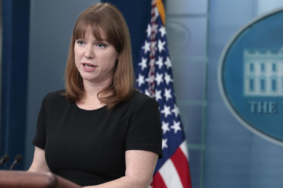 White House communications director Kate Bedingfield during a daily press briefing on March 31, 2022. / Credit: Getty Images