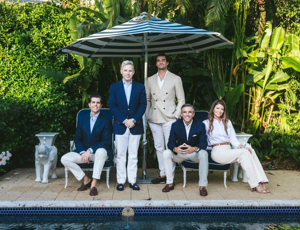 The Michael Lorber Team's new Palm Beach contingent includes Douglas Elliman Real Estate agents Adam Hofer, Michael Lorber, Nathaniel Falcone, and Chris and Liz Callahan.