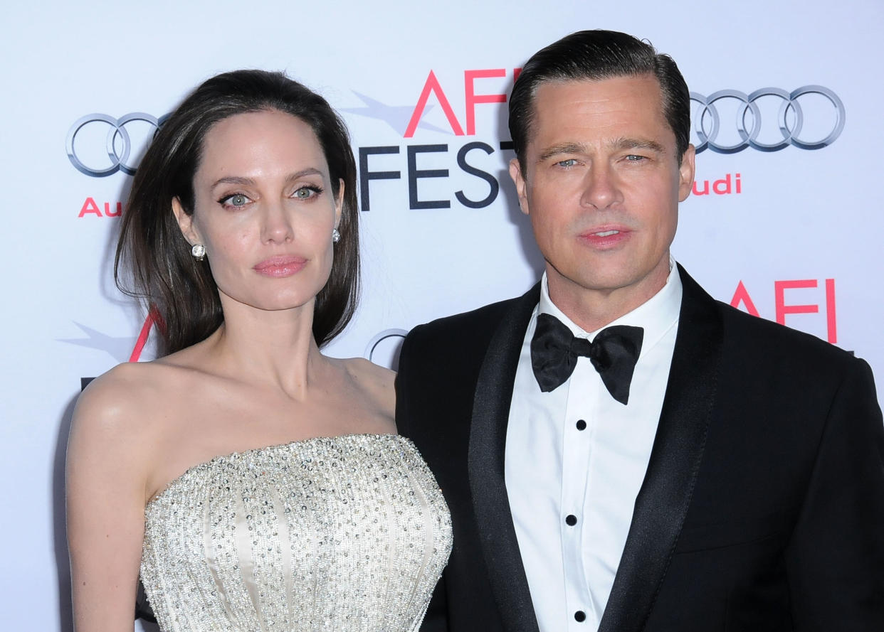 Angelina Jolie and actor Brad Pitt arrive at AFI Fest 2015. (Photo: Barry King/Getty Images)