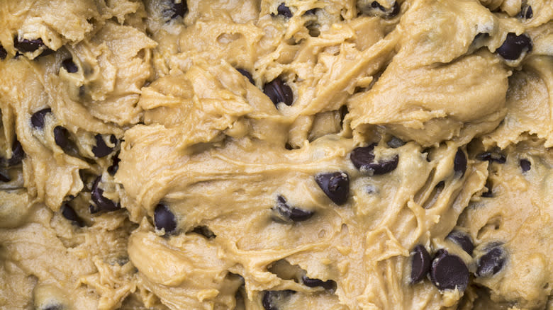 Raw cookie dough with chocolate chips