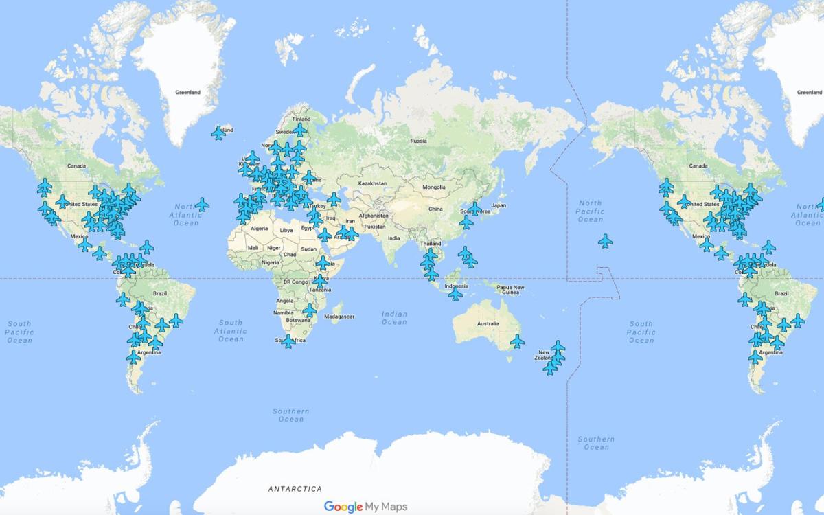 international airports map