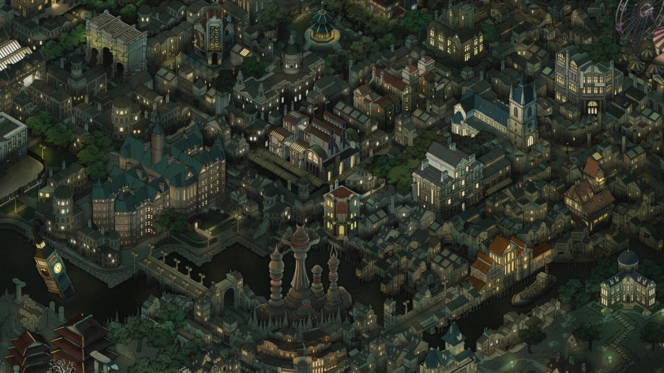 Fallen London illustration of a city from an overhead view