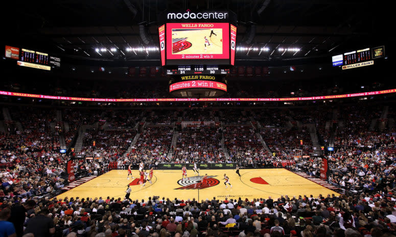 A general view of the Moda Center during the game between the Portland Trail Blazers and the Houston Rockets.