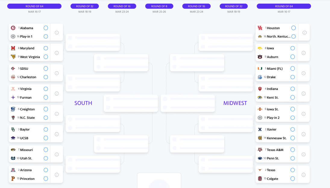 Click here for a printable NCAA tournament bracket. 