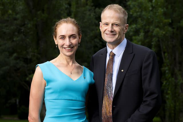 <p>Alex Ellinghausen / Sydney Morning Herald via Getty </p> Professor Georgina Long and Professor Richard Scolyer.