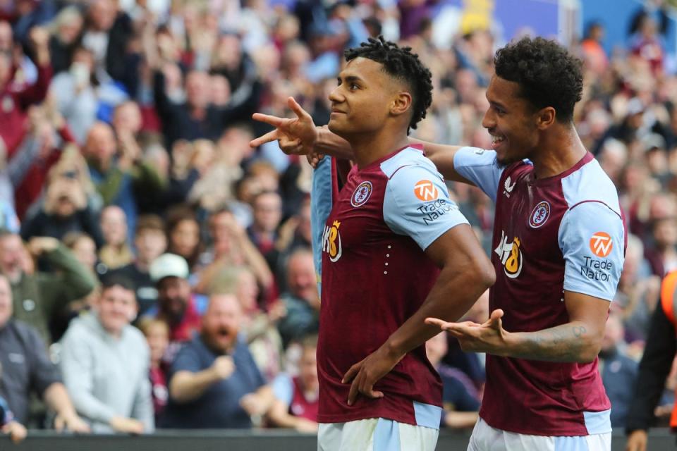 Watkins celebrates completing his hat-trick against Brighton in September (AFP via Getty Images)