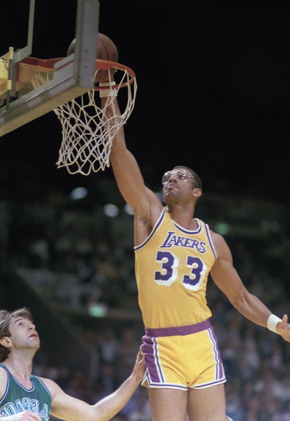 Dunking for the Lakers.