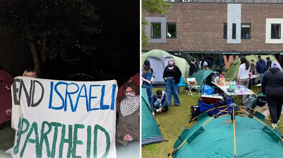 Protests were due to take place in at least six universities (Bristol Student Occupation for a Free PalestineApartheid Off Campus Newcastle/)