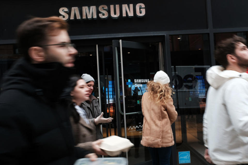 It will be Samsung's most successful quarter since 2022 as sales also climbed to 71t won, up 11.4 per cent from a year earlier. (Photo by Spencer Platt/Getty Images)