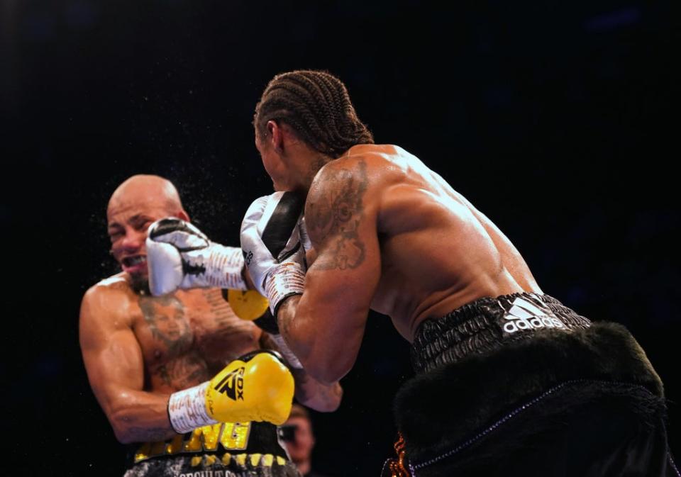 Lyndon Arthur (left) and Anthony Yarde in the WBO inter-continental light heavyweight title fight at the Copper Box Arena (Adam Davy/PA) (PA Wire)